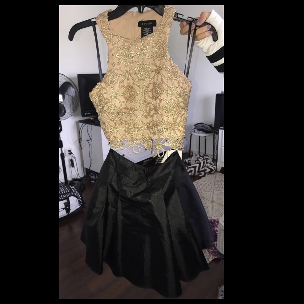 Homecoming dress gold and black twopiece Worn once